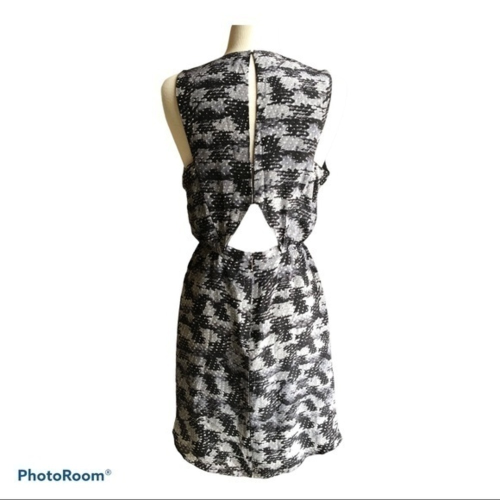 Rebecca Taylor black gray 100% silk abstract dress - Picture 4 of 6